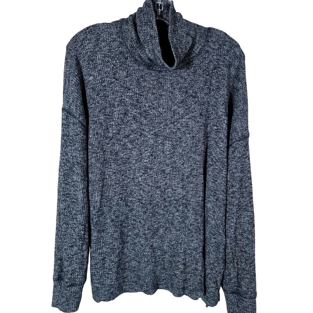 J. Crew Womens Blue Gray‎ Long Sleeve Fine-Ribbed Turtleneck Sweater Size Large